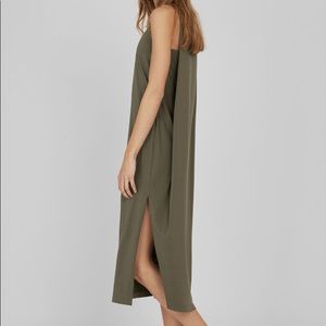 CUYANA Draped Back Long Dress Olive